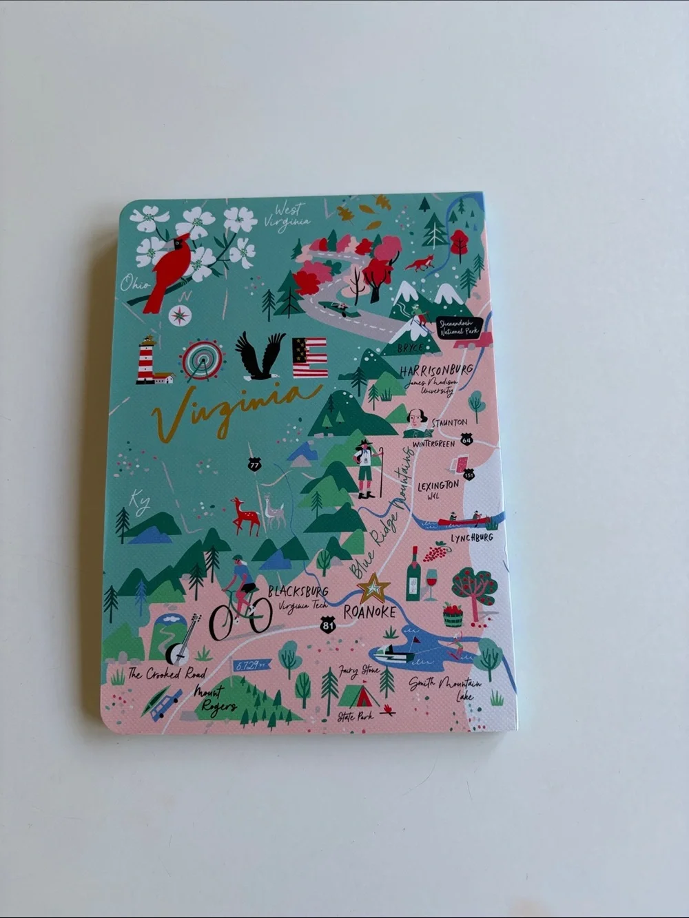 Spartina 449 Virginia Map Notebook - Blue, Teal, White
